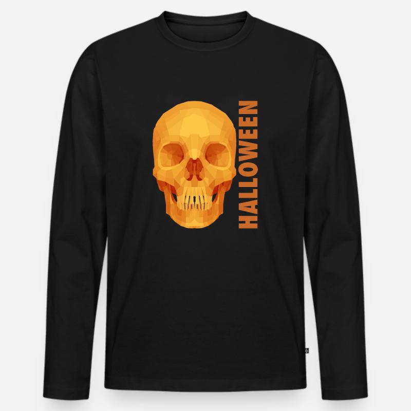 Halloween Totenkopf - Männer Premium Bio Langarmshirt - Schwarz