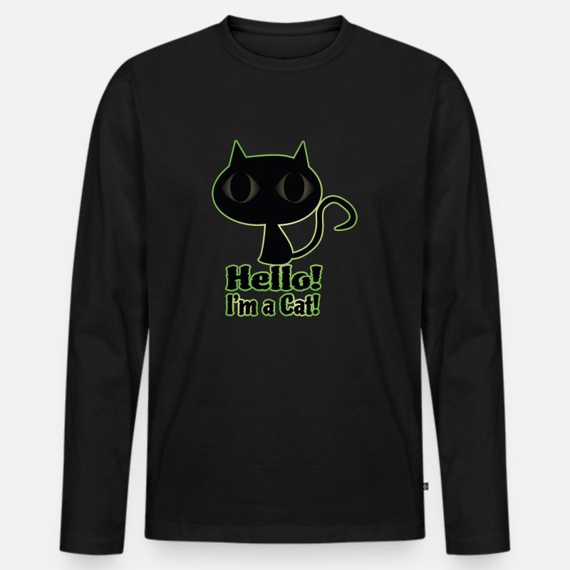 Hello! I´m a Cat! - Männer Premium Bio Langarmshirt - Schwarz
