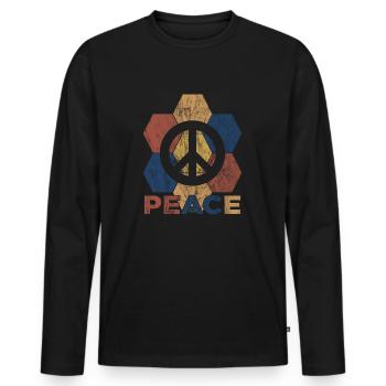 Frieden - Männer Premium Bio Langarmshirt - Schwarz - Vorne - Nico (187cm)