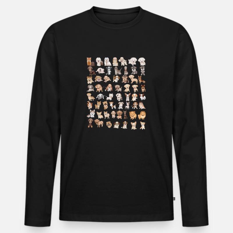 Hunde T-Shirt - Männer Premium Bio Langarmshirt - Schwarz