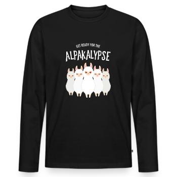 Get Ready For The Alpakalypse - Alpaka Halloween - Men's Premium Organic Long Sleeve Shirt - black - Front - Nico (187cm)