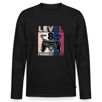 Level 8 freigeschaltet Gaming Geburtstag 8 Jahre - Männer Premium Bio Langarmshirt - Schwarz - Vorne - Nico (187cm)