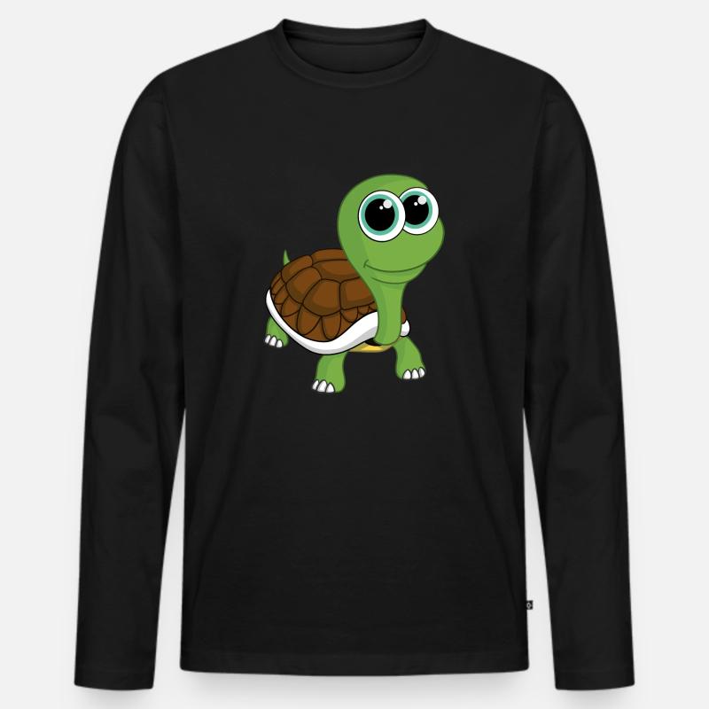 Comic Schildkröte - Männer Premium Bio Langarmshirt - Schwarz