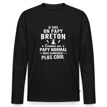 je suis un papy breton - T-shirt manches longues Premium bio Homme - noir - Devant - Nico (187cm)