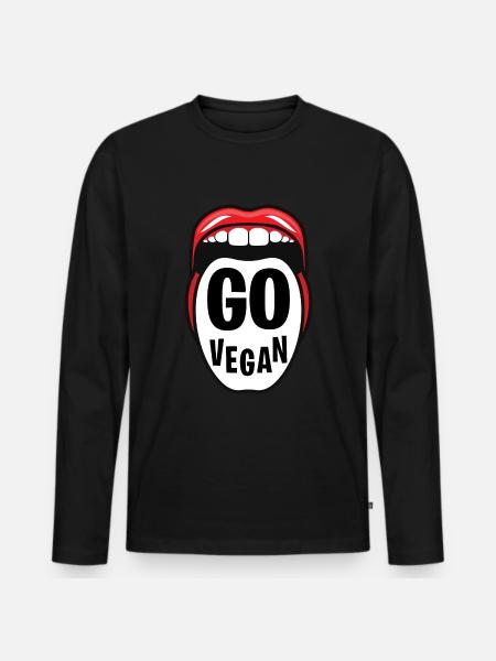 Go vegan - Männer Premium Bio Langarmshirt - Schwarz