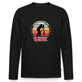 Vermesser Vermessungstechniker Vintage Geologie - Männer Premium Bio Langarmshirt - Schwarz - Vorne - Nico (187cm)
