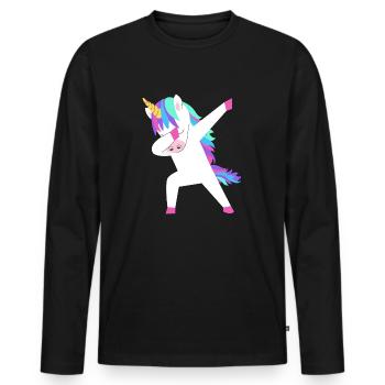 Unicorn Dab Dabbing Unicorn Idée cadeau - T-shirt manches longues Premium bio Homme - noir - Devant - Nico (187cm)