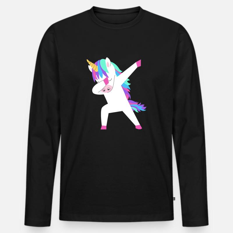 Einhorn Dab Dabbing Unicorn Geschenkidee - Männer Premium Bio Langarmshirt - Schwarz