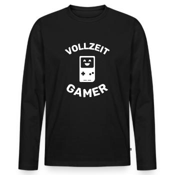 Vollzeit Gamer dunkel - Männer Premium Bio Langarmshirt - Schwarz - Vorne - Nico (187cm)