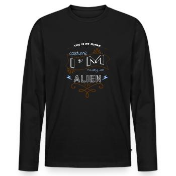 Vaisseau spatial extraterrestre 2019 Alien Je ne parle pas humain - T-shirt manches longues Premium bio Homme - noir - Devant - Nico (187cm)