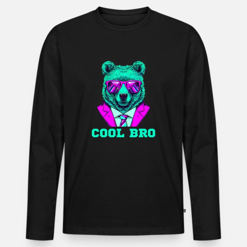 cool bro bär - Männer Premium Bio Langarmshirt - Schwarz