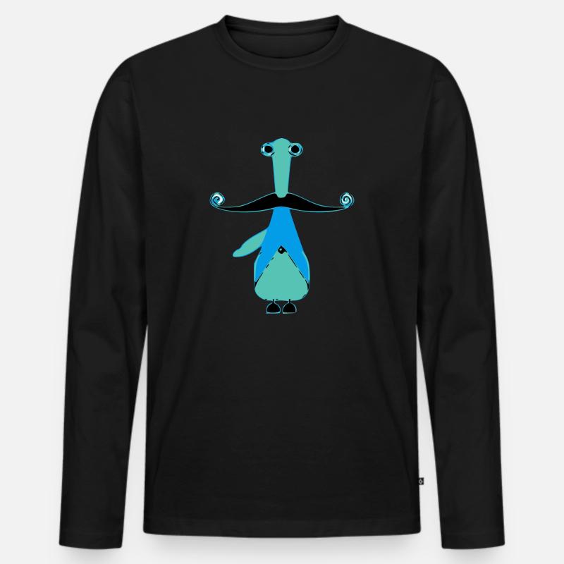 Lida der Schnurrbart - Männer Premium Bio Langarmshirt - Schwarz