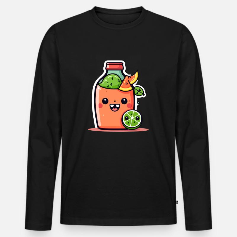 Kawaii Wassermelonensaft - Männer Premium Bio Langarmshirt - Schwarz