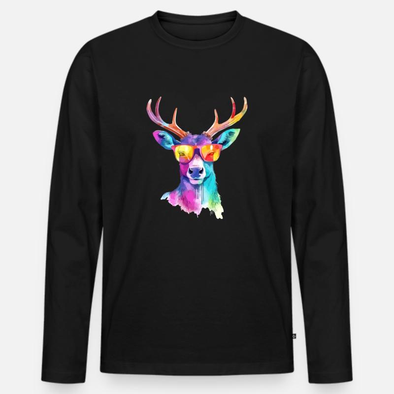 Zazo der Hirsch - Männer Premium Bio Langarmshirt - Schwarz