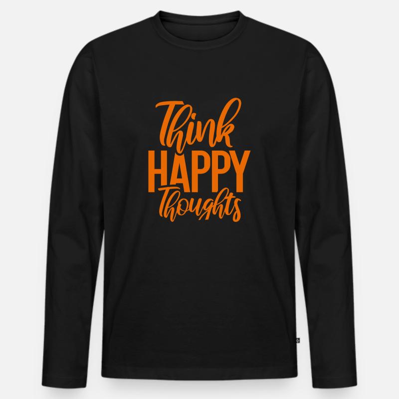 Positive Einstellung Glückstherapie - Männer Premium Bio Langarmshirt - Schwarz