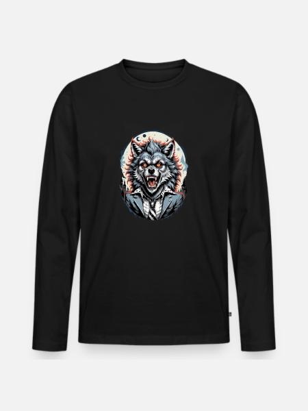 WERWOLF im Kostüm 1 - Männer Premium Bio Langarmshirt - Schwarz