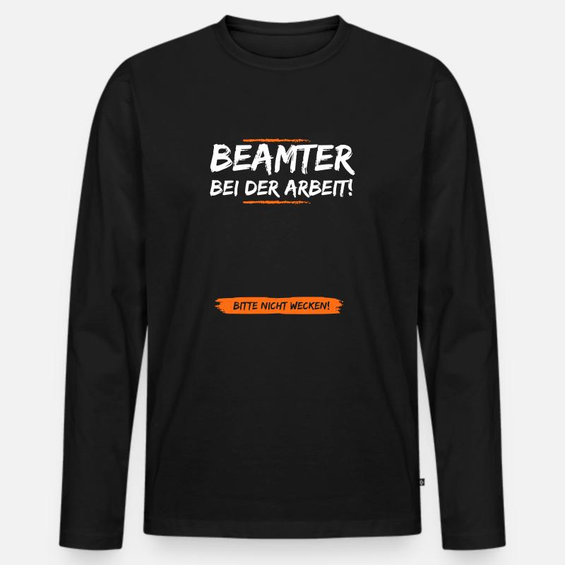 Der Schlafende Beamte - Männer Premium Bio Langarmshirt - Schwarz