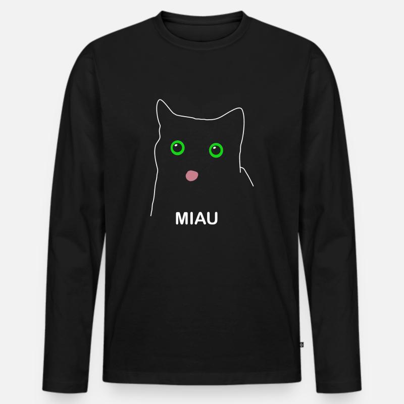 Katze Miau - Männer Premium Bio Langarmshirt - Schwarz