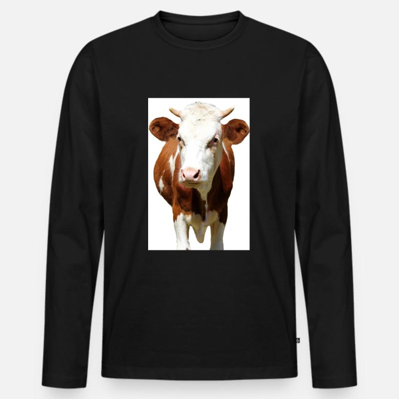 Kuh Poster - Männer Premium Bio Langarmshirt - Schwarz