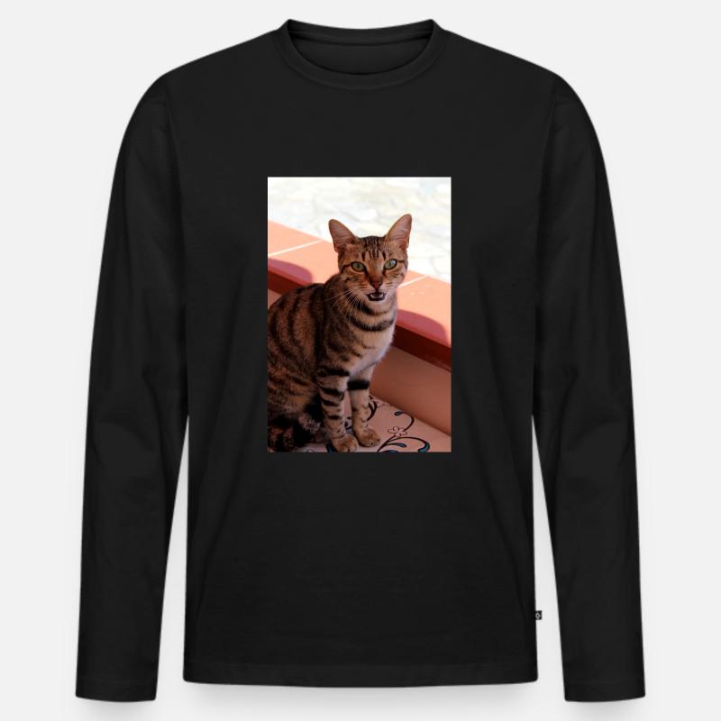 Katze, Kätzchen - Männer Premium Bio Langarmshirt - Schwarz