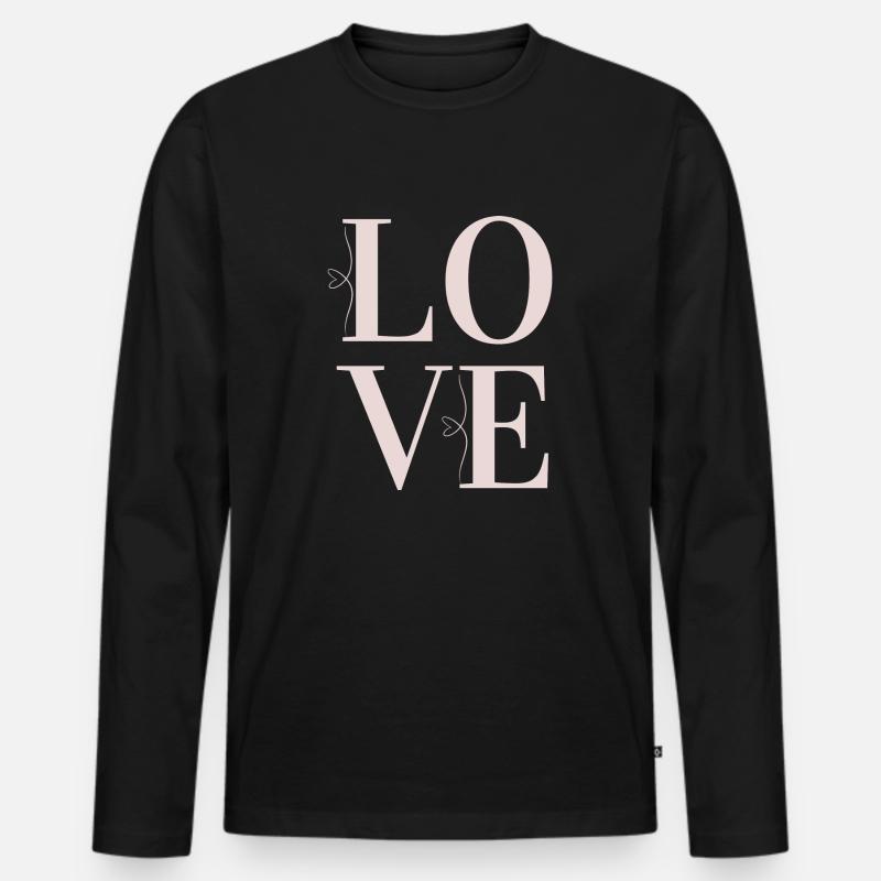 Love - Liebe - Männer Premium Bio Langarmshirt - Schwarz