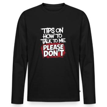 Silencieux et introverti - T-shirt manches longues Premium bio Homme - noir - Devant - Nico (187cm)