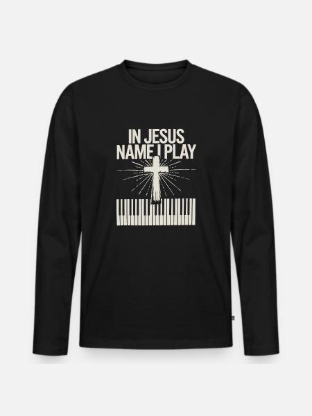 Playing for Faith - Men's Premium Organic Long Sleeve Shirt - black