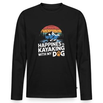 Perfect for kayak fans with dogs - Men's Premium Organic Long Sleeve Shirt - black - Front - Nico (187cm)