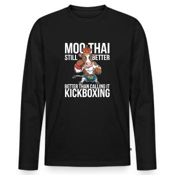 Conception créative de cadeaux Muay Thai - T-shirt manches longues Premium bio Homme - noir - Devant - Nico (187cm)
