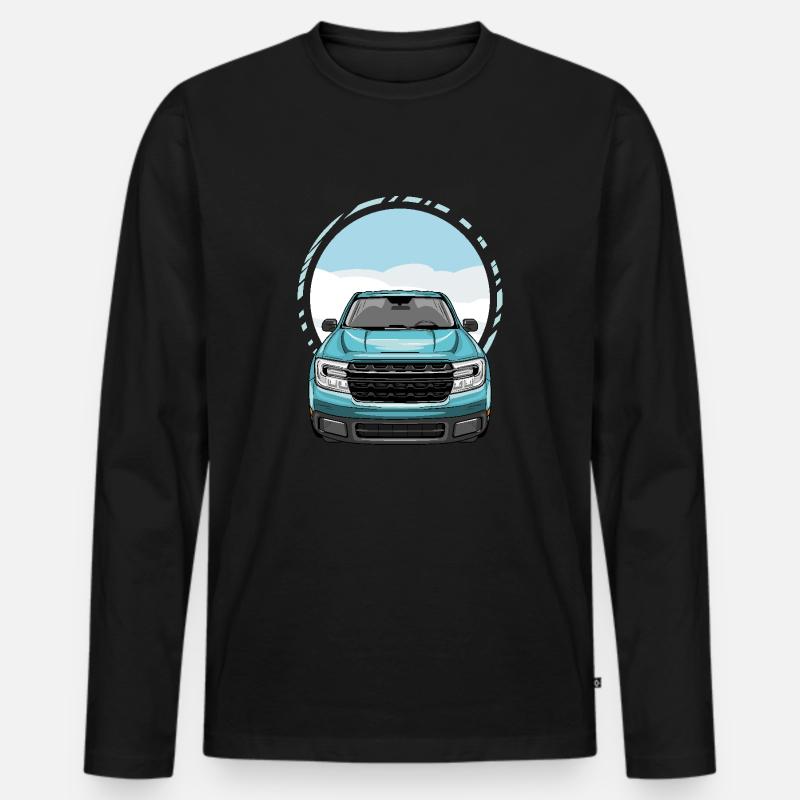 Pickup Vorderansicht - Männer Premium Bio Langarmshirt - Schwarz