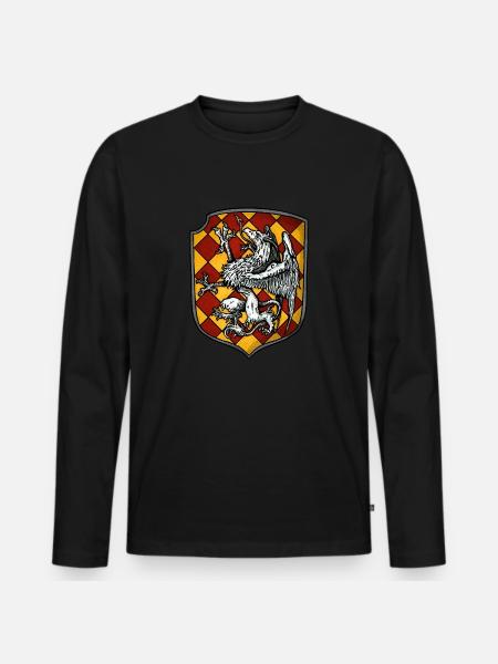 Wappen weißer Drache - Männer Premium Bio Langarmshirt - Schwarz
