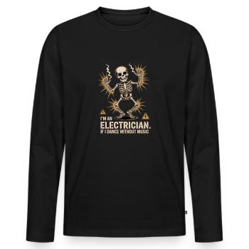 Funny Electrician Design for Men - Men's Premium Organic Long Sleeve Shirt - black - Front - Nico (187cm)