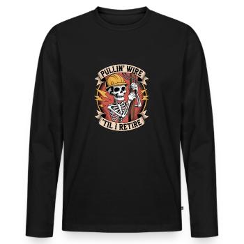 Funny Electrician Design for Men - Men's Premium Organic Long Sleeve Shirt - black - Front - Nico (187cm)