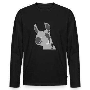 lama - Männer Premium Bio Langarmshirt - Schwarz - Vorne - Nico (187cm)