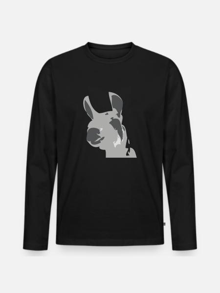 lama - Männer Premium Bio Langarmshirt - Schwarz