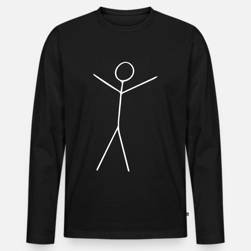 Strichmaennchen - Männer Premium Bio Langarmshirt - Schwarz