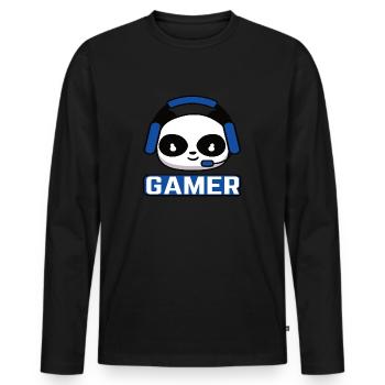 Cadeau Gamer Esport Gaming Gamer Panda Noob - T-shirt manches longues Premium bio Homme - noir - Devant - Nico (187cm)