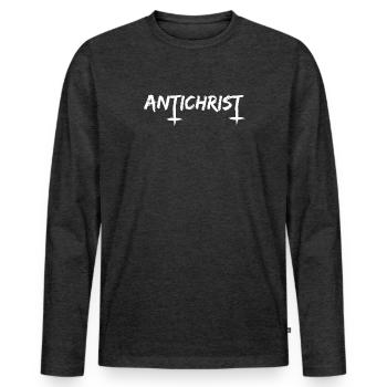 ANTICHRIST Superstar Occult Satan Paganisme Gothique - T-shirt manches longues Premium bio Homme - anthracite chiné - Devant - Nico (187cm)