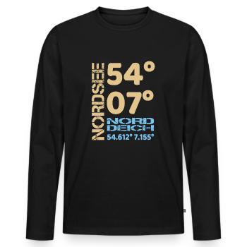Nordsee Norddeich Coordonnées Frise orientale Nord - T-shirt manches longues Premium bio Homme - noir - Devant - Nico (187cm)