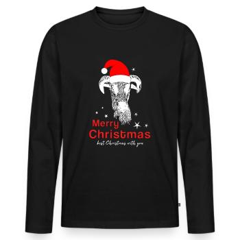 Merry Christmas Schafbock Frohe Weihnachten - Männer Premium Bio Langarmshirt - Schwarz - Vorne - Nico (187cm)