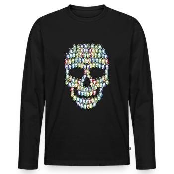 Licornes Crâne | Tête de l'arc-en-ciel créature mythique - T-shirt manches longues Premium bio Homme - noir - Devant - Nico (187cm)