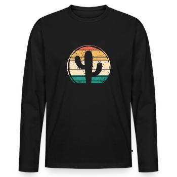 Vintage Cactus Cactus Plant Succulent Desert - Men's Premium Organic Long Sleeve Shirt - black - Front - Nico (187cm)