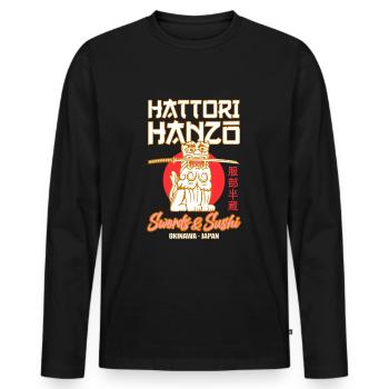 Hattori Hanzo Schwert und Japan Sushi Geschenk - Männer Premium Bio Langarmshirt - Schwarz - Vorne - Nico (187cm)