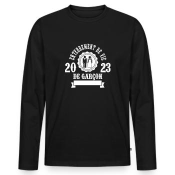 JGA 2023 - Bräutigam - Junggesellenabschied - Männer Premium Bio Langarmshirt - Schwarz - Vorne - Nico (187cm)