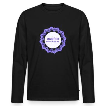 Manifest Your Dreams - Men's Premium Organic Long Sleeve Shirt - black - Front - Nico (187cm)