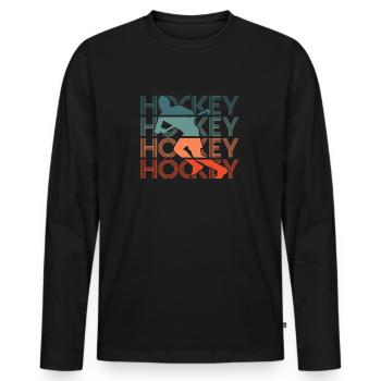 Joueur de hockey sur gazon vintage Joueur de hockey - T-shirt manches longues Premium bio Homme - noir - Devant - Nico (187cm)