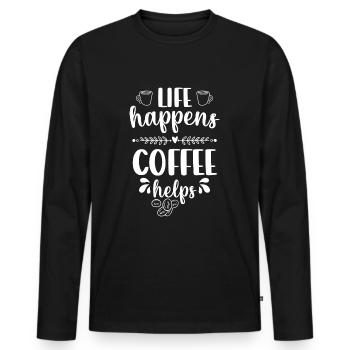 Barista Cafe Barkeeper Arbeiten - Männer Premium Bio Langarmshirt - Schwarz - Vorne - Nico (187cm)