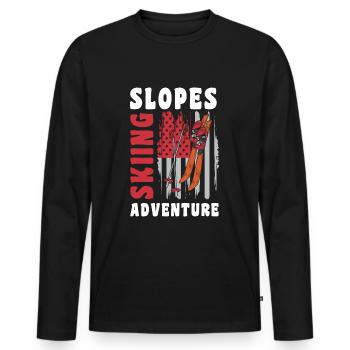Winter sports Winter holiday Pistensau Skier - Men's Premium Organic Long Sleeve Shirt - black - Front - Nico (187cm)