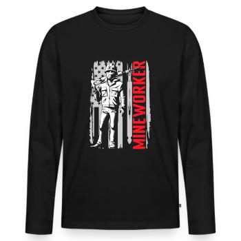 Miner Mine Miner Stones - Men's Premium Organic Long Sleeve Shirt - black - Front - Nico (187cm)