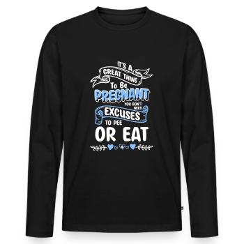 Pregnancy - Men's Premium Organic Long Sleeve Shirt - black - Front - Nico (187cm)